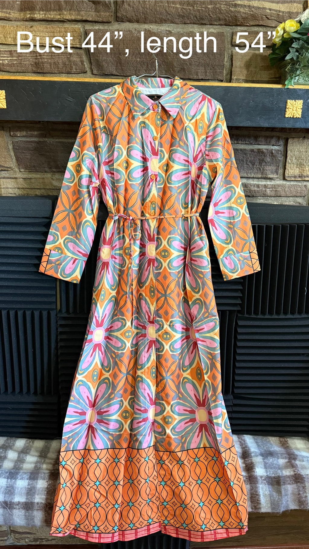 Orange Floral Maxi Dress Size L