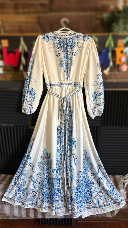 Blue and Ivory Maxi Dress