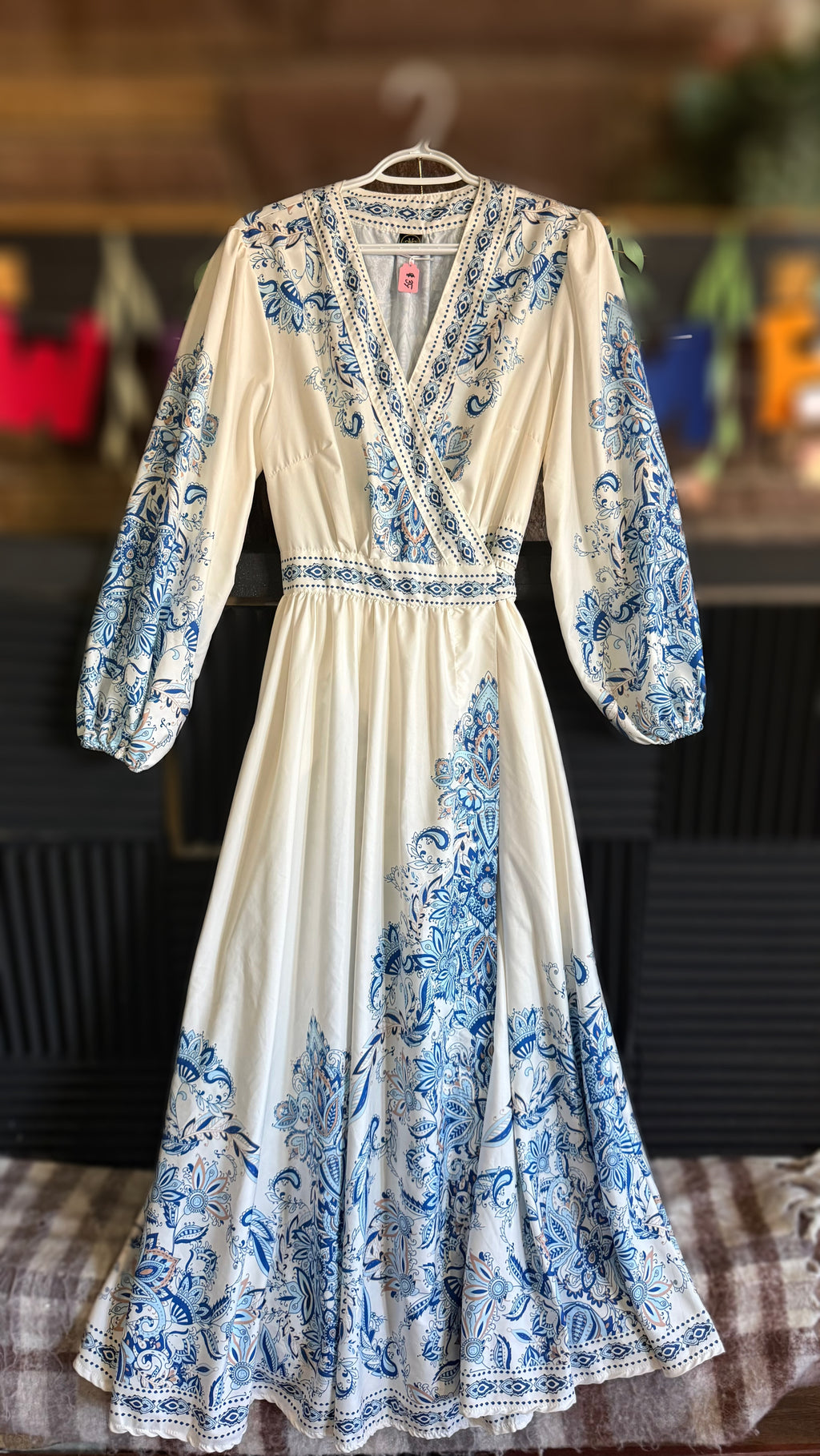 Blue and Ivory Maxi Dress