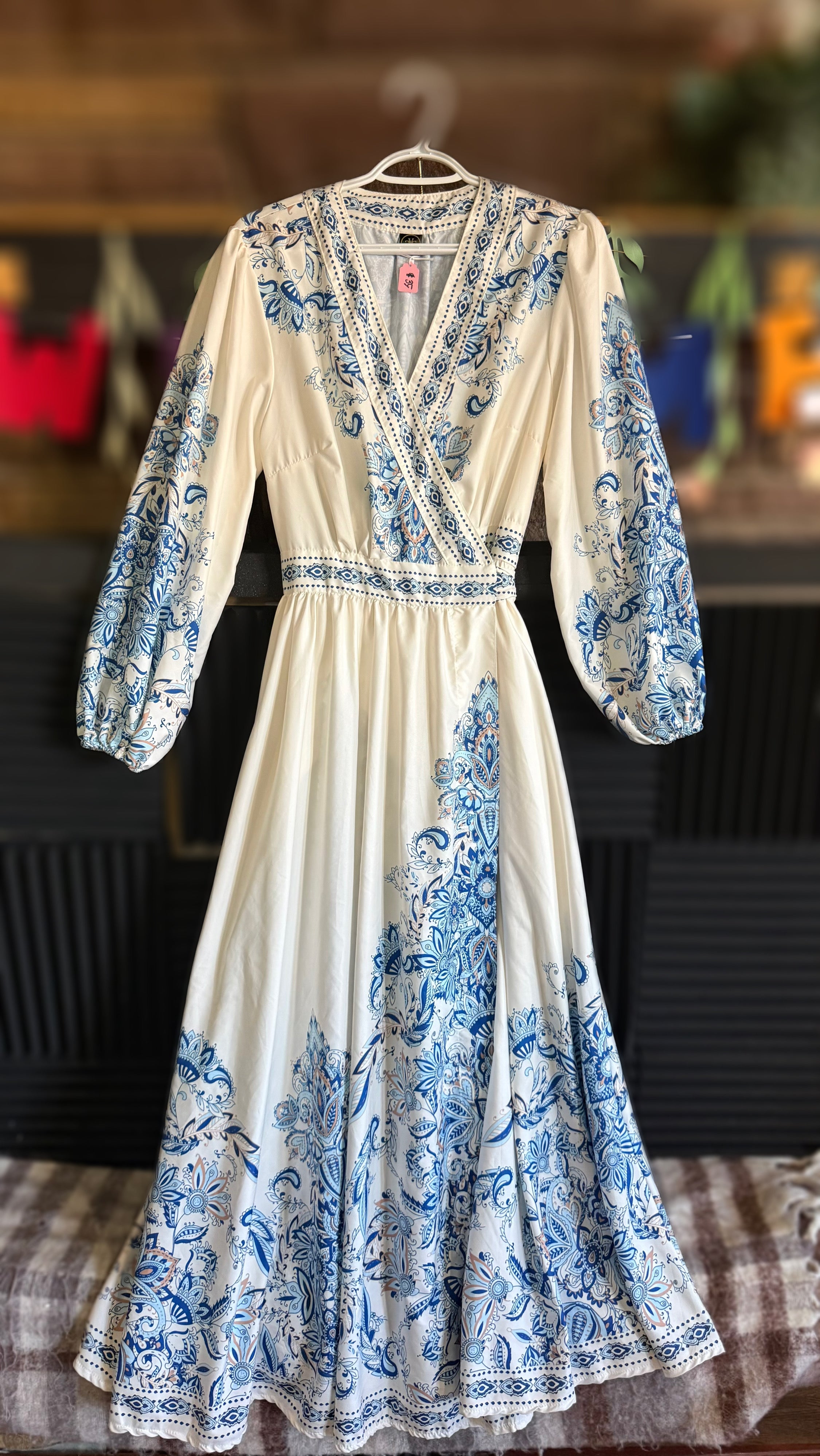 Blue and Ivory Maxi Dress