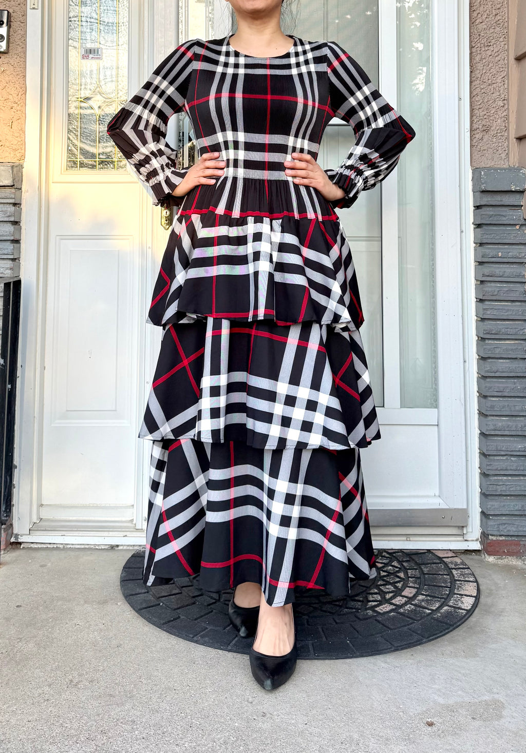 Plaid Pleated Layered Dress