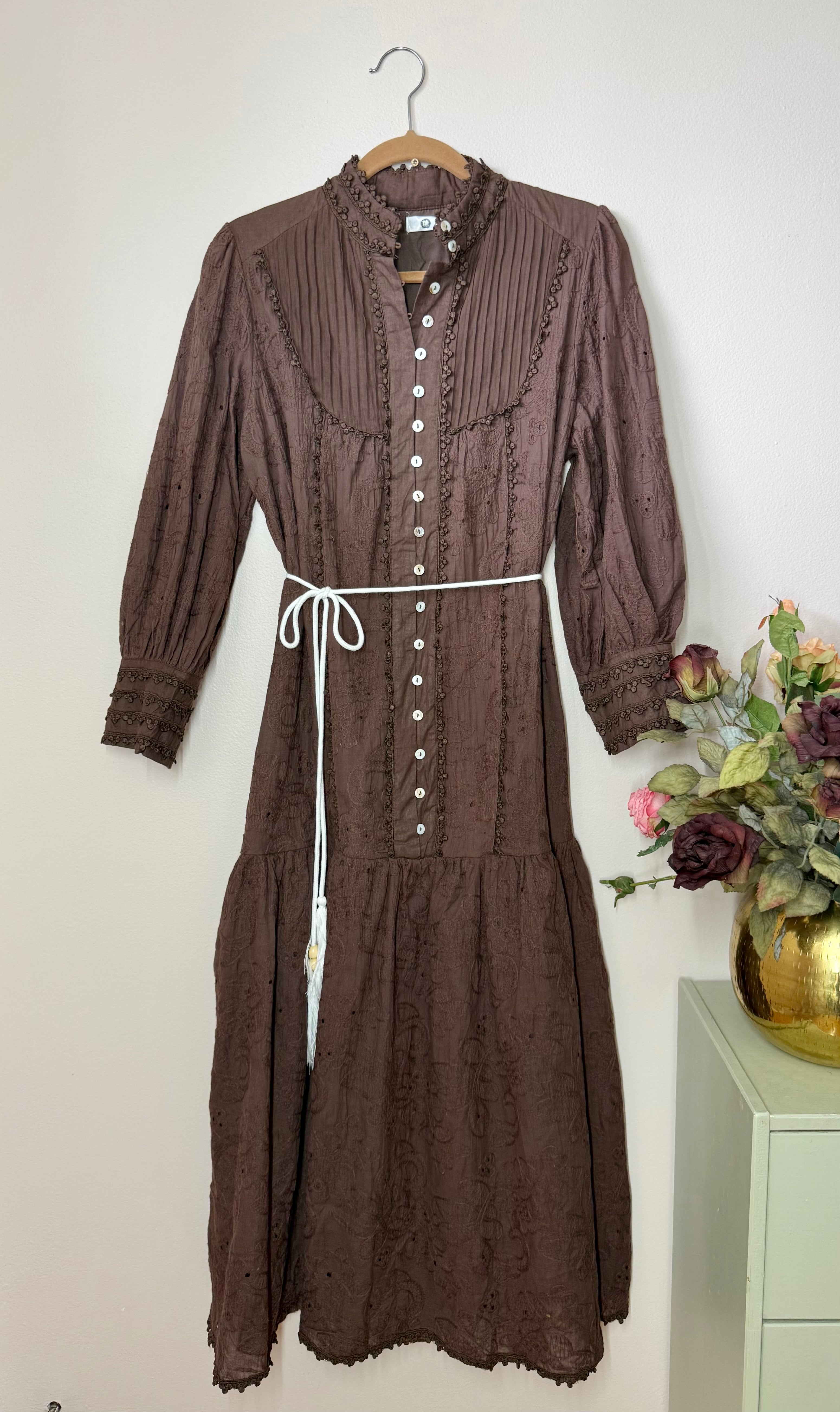 Chocolate Brown Eyelet Dress