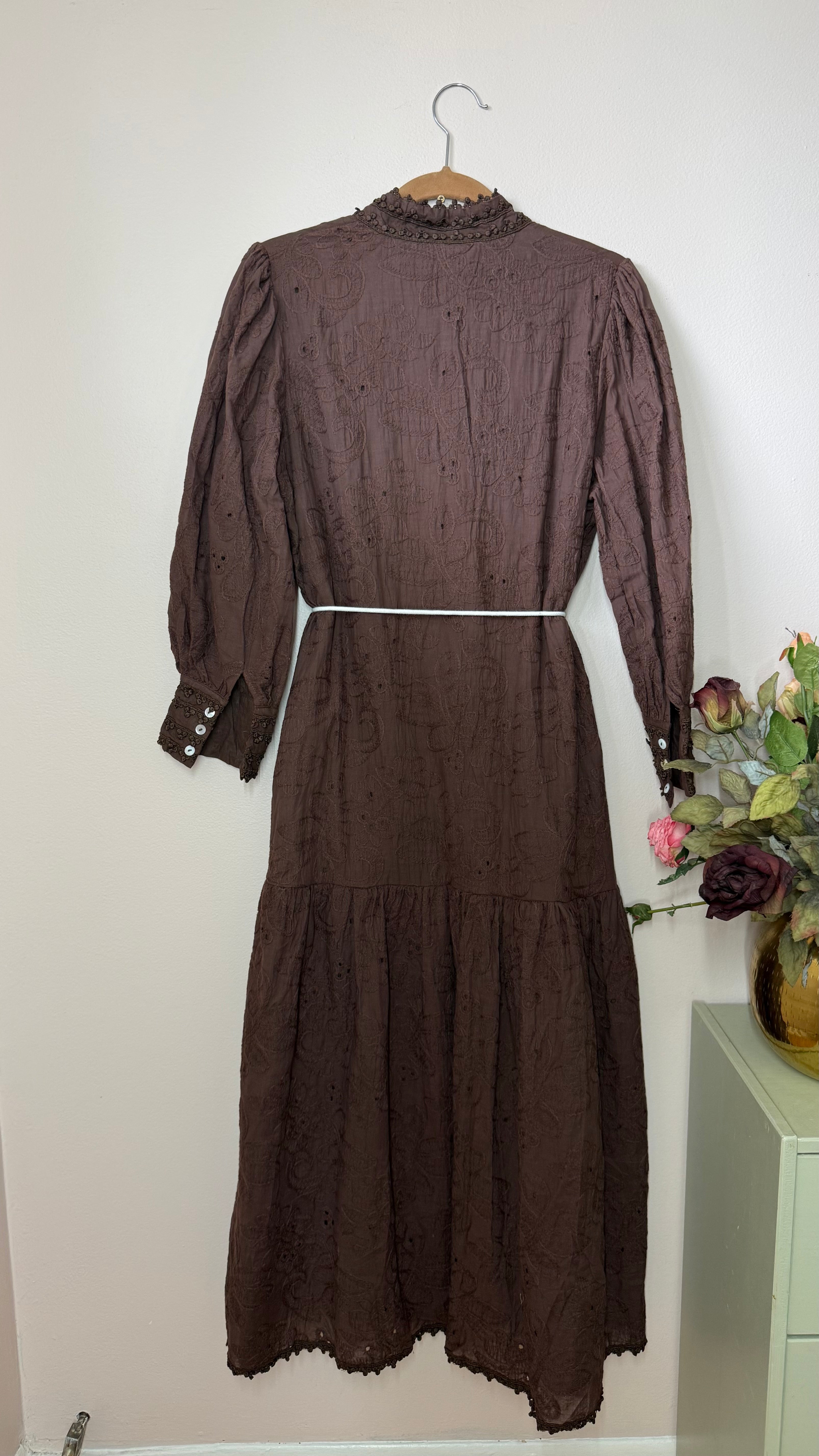 Chocolate Brown Eyelet Dress