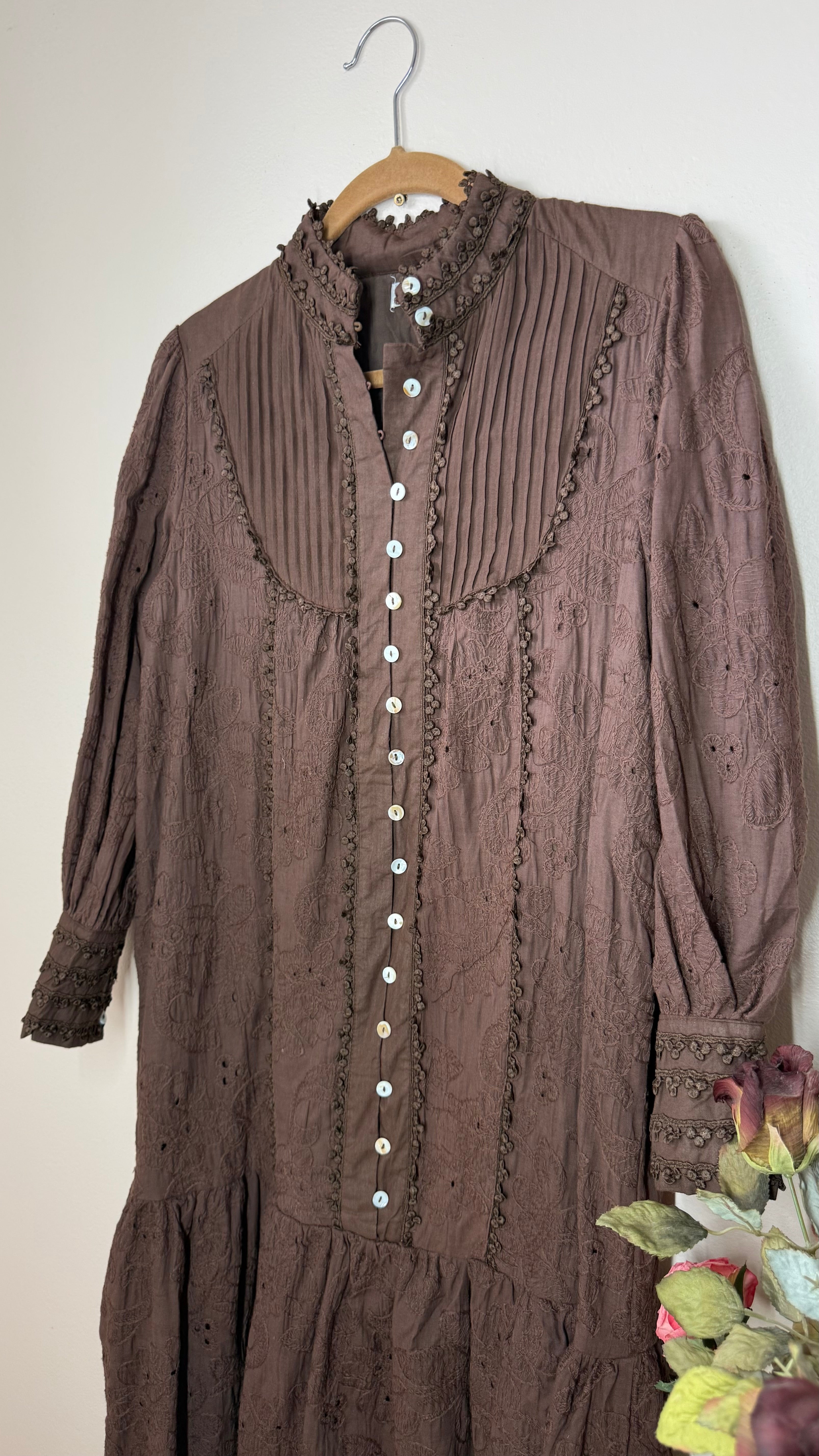 Chocolate Brown Eyelet Dress