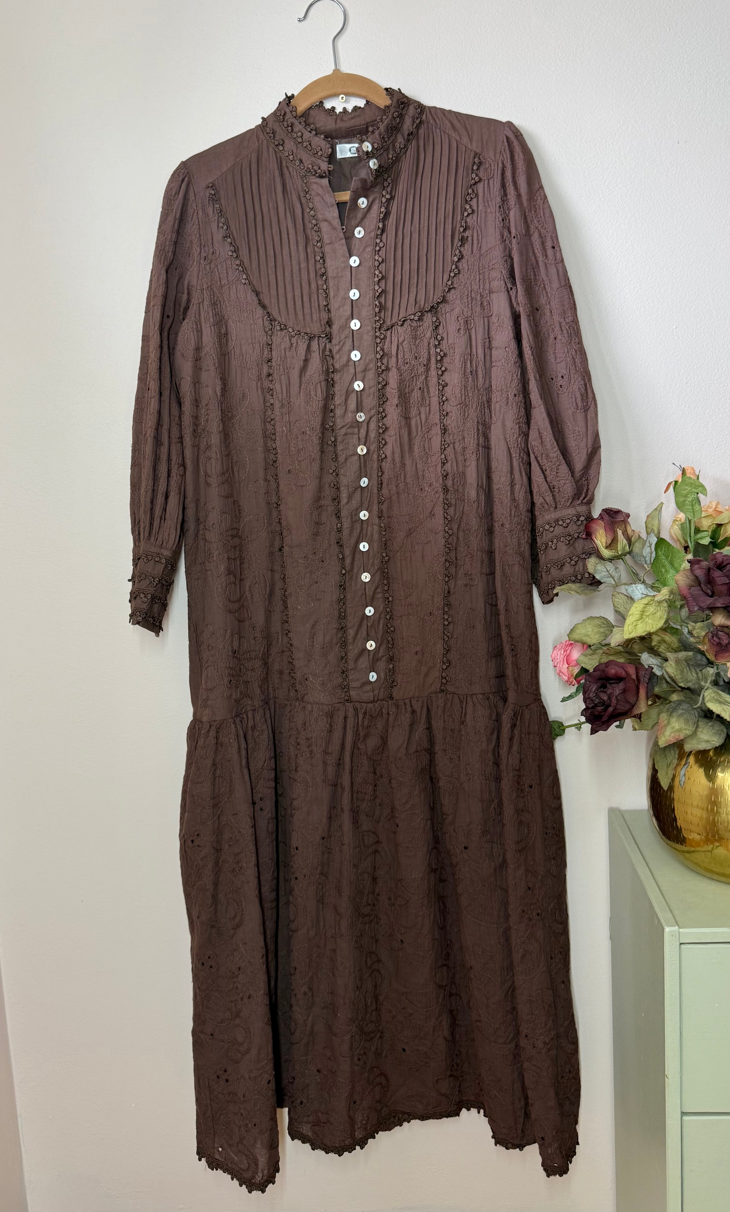 Chocolate Brown Eyelet Dress